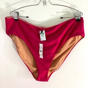 NWT J.CREW RE-IMAGINED PLUS 2X FUSIA HIGH CUT BIKINI BOTTOM